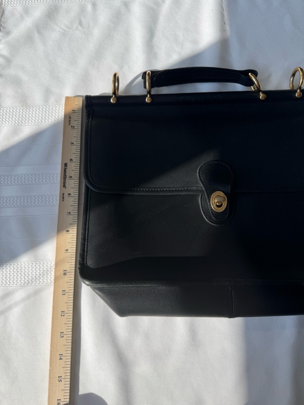 Classic Black Leather Top-Handle Bag with Gold Hardware - Picture 4 of 13